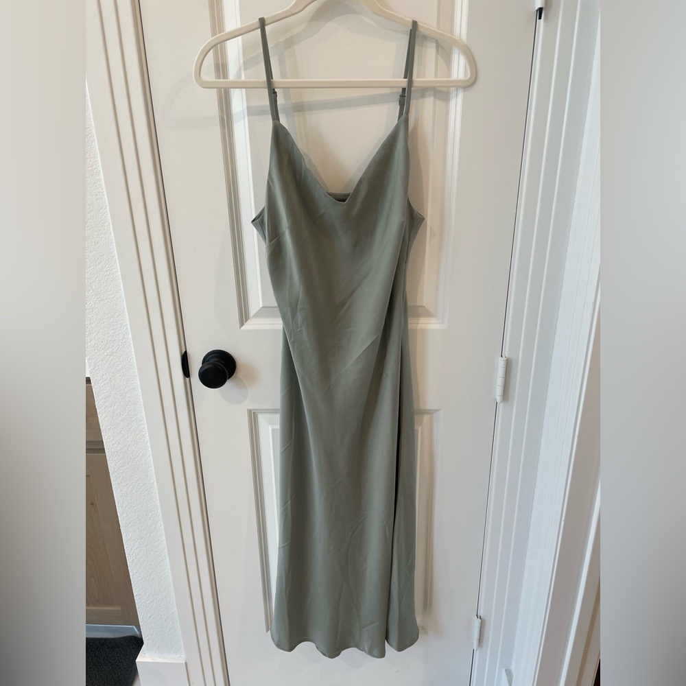 Elegant Bohme Sage Green Slip Dress